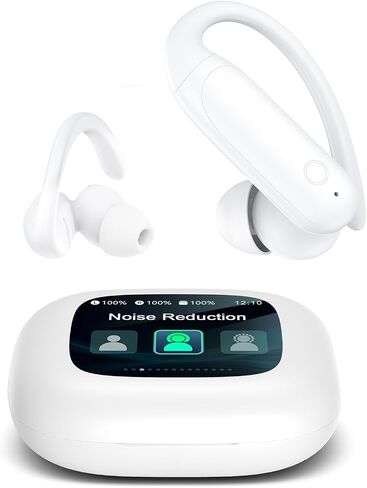 ANC Wireless Earbuds with Soft Earhooks 40H Deep Bass for Sports, Purewhite in Saudi Arabia