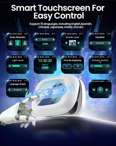 ANC Wireless Earbuds with Soft Earhooks 40H Deep Bass for Sports, Purewhite in Saudi Arabia