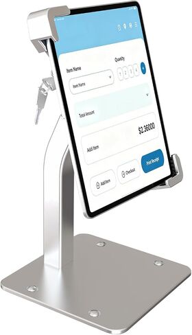 حامل تابلت معدني مضاد للسرقة، حامل POS للتابلت قابل للتعديل لجهاز iPad Pro Air Mini مقاس 7 بوصة - 11 بوصة، حامل مكتب عالي التحمل يدور 360 درجة مع قفل أمان ومفاتيح للتحقق من عداد البيع بالتجزئة in Kuwait