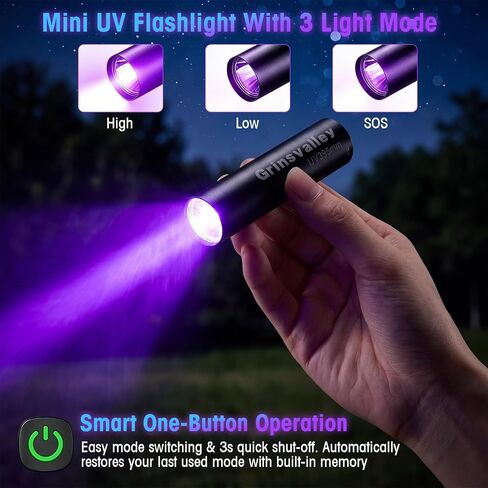 18 Pack UV Flashlight Rechargeable 395nm Black Light, Mini USB Portable Blacklight Flashlights Woods Lamp LED Ultraviolet Light for Pet Urine Detection, Uranium Glass, Resin Curing Car Warehouse in Saudi Arabia