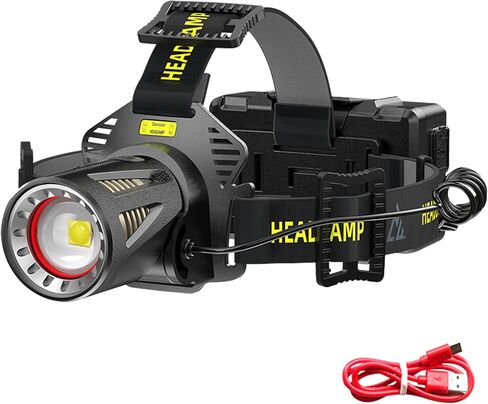 Headlamp Rechargeable, 99000 Lumens Super Bright LED Head Lamp for Adults, 6 Modes Zoomable, IPX5 Waterproof Head Flashlight for Camping Hunting Fishing Hiking, 6600mAh Battery in Saudi Arabia