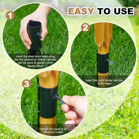 Gisafai 12 Pcs Outdoor Light Stakes 10.75 Inch Metal Torch Stakes Black in Saudi Arabia