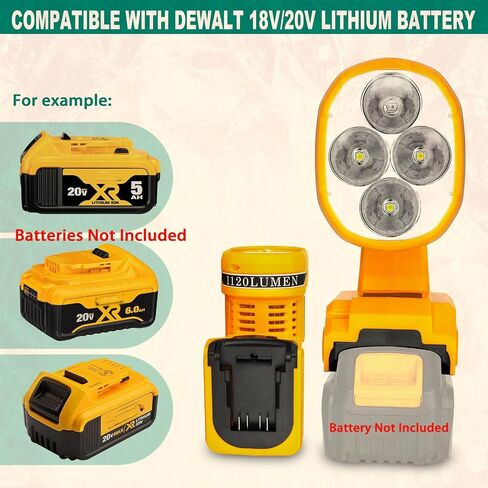 Cordless LED Work Light Flashlight for Dewalt 18V 20V MAX Battery in Saudi Arabia