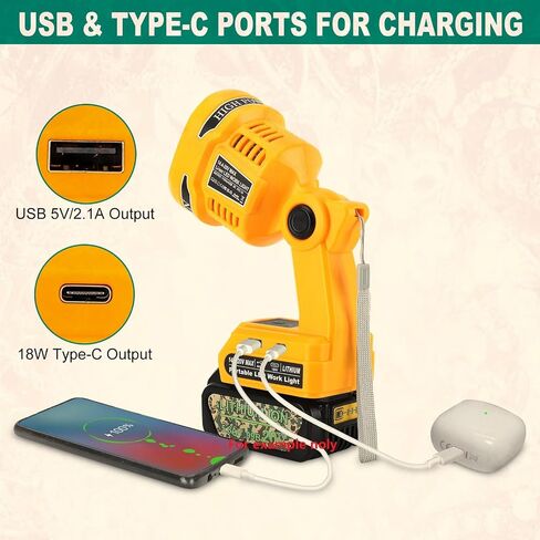 Cordless LED Work Light Flashlight for Dewalt 18V 20V MAX Battery in Saudi Arabia