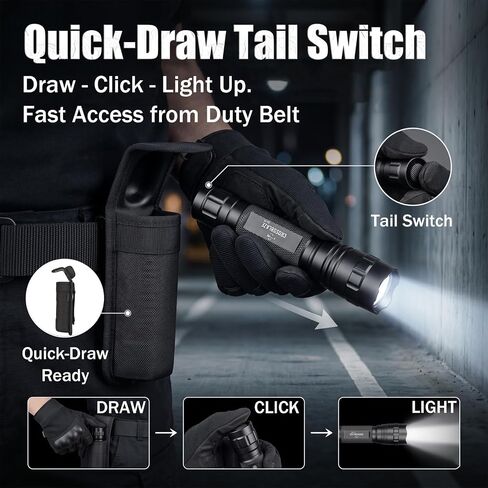 Tactical Flashlight with Magnetic Holster, 1000 Lumens, CB-T10 in Kuwait