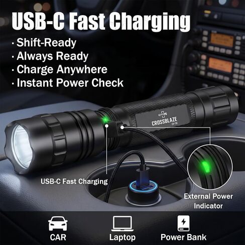 Tactical Flashlight with Magnetic Holster, 1000 Lumens, CB-T10 in Kuwait