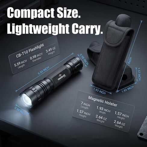 Tactical Flashlight with Magnetic Holster, 1000 Lumens, CB-T10 in Kuwait