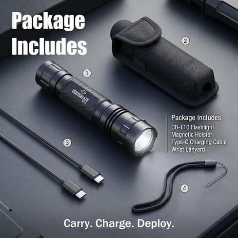 Tactical Flashlight with Magnetic Holster, 1000 Lumens, CB-T10 in Kuwait