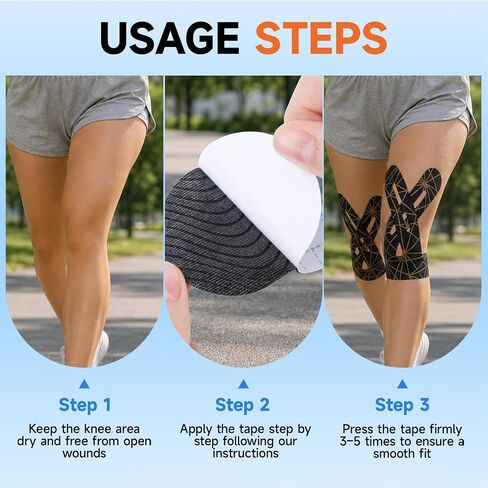 TEAWOO PreCut Kinesiology Tape for Knees, 12P Extra Adhesive Athletic Tape in Saudi Arabia