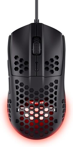 Trust Gaming GXT 928 Helox Gaming Mouse, Superlight USB Wired Mouse 65g, Adjustable DPI (200-6400), Optical Sensor, 6 Programmable Buttons, RGB LED Lighting, Gaming PC Gaming Laptop MacBook - Black in Saudi Arabia