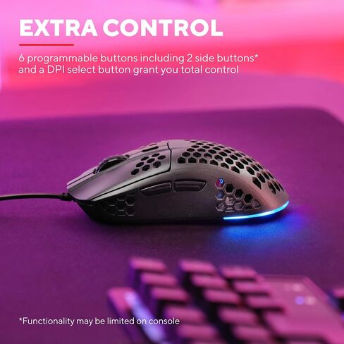 Trust Gaming GXT 928 Helox Gaming Mouse, Superlight USB Wired Mouse 65g, Adjustable DPI (200-6400), Optical Sensor, 6 Programmable Buttons, RGB LED Lighting, Gaming PC Gaming Laptop MacBook - Black in Saudi Arabia