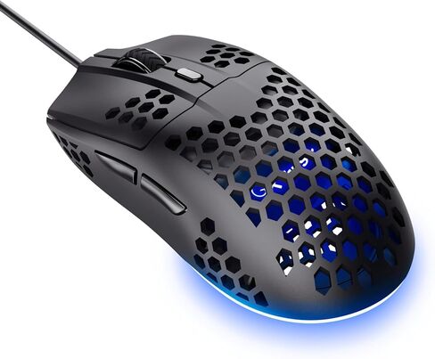 Trust Gaming GXT 928 Helox Gaming Mouse, Superlight USB Wired Mouse 65g, Adjustable DPI (200-6400), Optical Sensor, 6 Programmable Buttons, RGB LED Lighting, Gaming PC Gaming Laptop MacBook - Black in Saudi Arabia