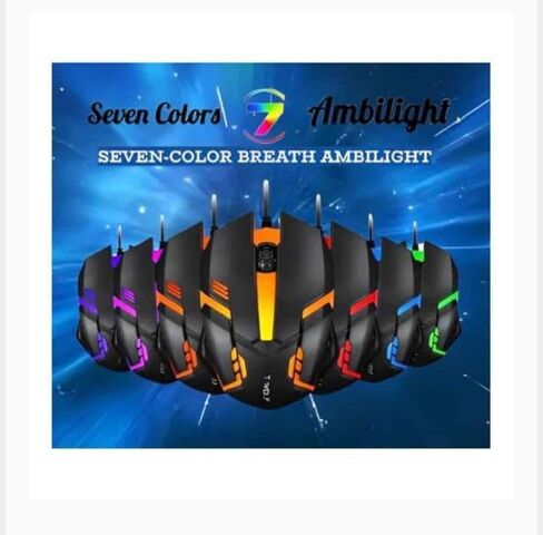 Generic Wired Gaming Mouse, RGB Backlit, 1210 Adjustable DPI, 3 Buttons, Ergonomic, Lightweight, USB, for PC, Laptop, Tablet, Black in Kuwait