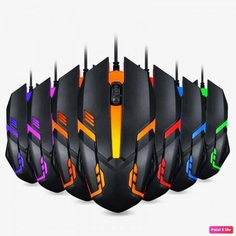 Generic Wired Gaming Mouse, RGB Backlit, 1210 Adjustable DPI, 3 Buttons, Ergonomic, Lightweight, USB, for PC, Laptop, Tablet, Black in Kuwait