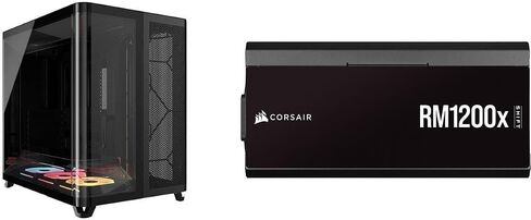 Corsair Case Power Supply Combo - AIR 5400 LX-R RGB iCUE Link Triple Chamber Mid-Tower Computer Case Bundle with RMX Shift Series RM1200x Shift Fully Modular 80PLUS Gold ATX Power Supply in Kuwait