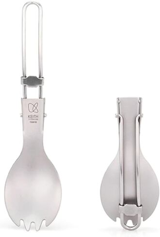KEITH Titanium Folding Spork Lightweight Spoon Fork Outdoor Camping Tableware for Backpacking, Hiking, Travel, Picnics and Home with Bag(Spork Ti5301) in Saudi Arabia