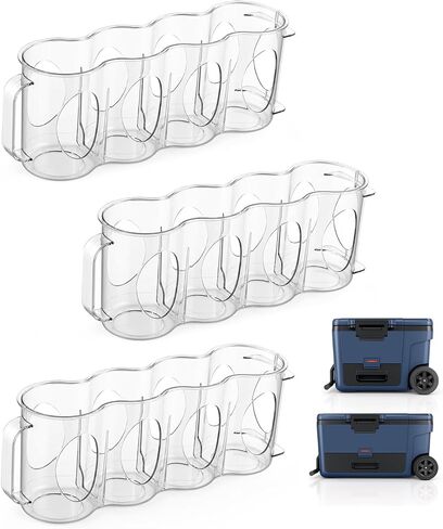 3 Pack Can Organizer Rack Designed for Ninja FrostVault 45QT/65QT Wheeled Cooler, Clear Beverage Can Holder for Cooler Drink Storage, 4 Cans Per Row, Cooler Accessories for Camping Beach Tailgating in Saudi Arabia