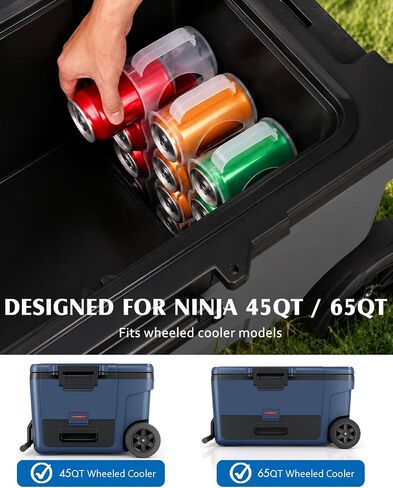 3 Pack Can Organizer Rack Designed for Ninja FrostVault 45QT/65QT Wheeled Cooler, Clear Beverage Can Holder for Cooler Drink Storage, 4 Cans Per Row, Cooler Accessories for Camping Beach Tailgating in Saudi Arabia