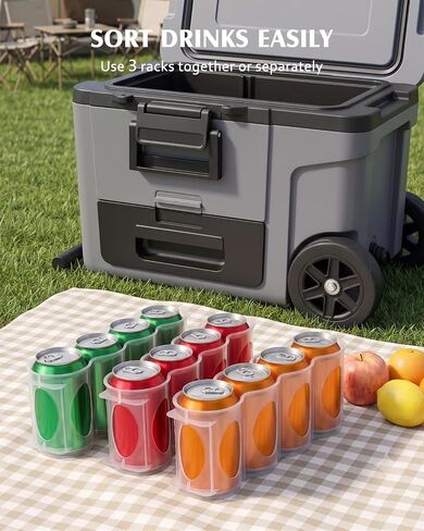 3 Pack Can Organizer Rack Designed for Ninja FrostVault 45QT/65QT Wheeled Cooler, Clear Beverage Can Holder for Cooler Drink Storage, 4 Cans Per Row, Cooler Accessories for Camping Beach Tailgating in Saudi Arabia