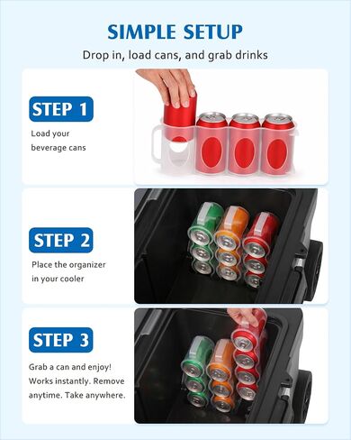 3 Pack Can Organizer Rack Designed for Ninja FrostVault 45QT/65QT Wheeled Cooler, Clear Beverage Can Holder for Cooler Drink Storage, 4 Cans Per Row, Cooler Accessories for Camping Beach Tailgating in Saudi Arabia