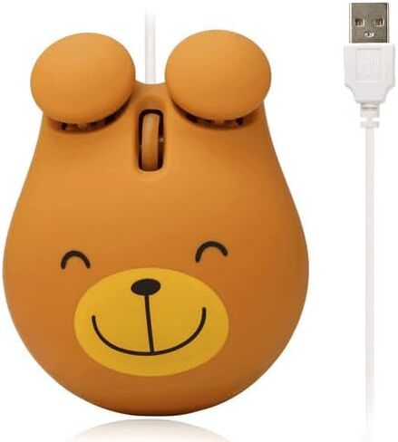 Wired Mouse with Adorable Animal Design Quiet USB Plug & Play, Creative Gift Mouse for Family and Friends Girls (Brown) in Saudi Arabia