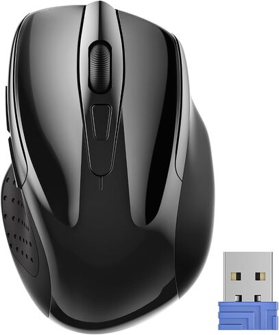 2.4G Wireless Mouse, Ergonomic Optical Mouse with 24-Month Battery Life, 2600 DPI (5 Levels), 6-Button Portable Mouse for Laptop, PC, Mac, Chromebook, Black in Kuwait