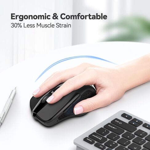 2.4G Wireless Mouse, Ergonomic Optical Mouse with 24-Month Battery Life, 2600 DPI (5 Levels), 6-Button Portable Mouse for Laptop, PC, Mac, Chromebook, Black in Kuwait