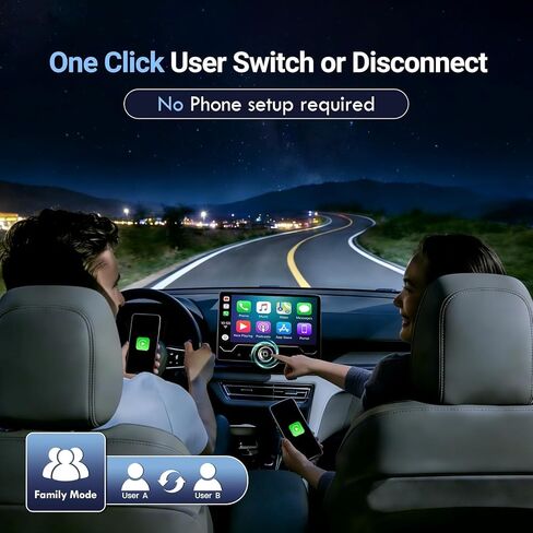 محول CarPlay لاسلكي صغير لهاتف Apple iPhone - ترقية CarPlay السلكي إلى اللاسلكي، مفتاح متعدد المستخدمين بنقرة واحدة، التوصيل والتشغيل، اتصال تلقائي سريع (iOS 10+) in Kuwait