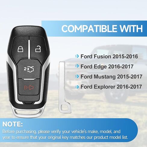 Smart Key Fob Replacement Remote fits for Ford Fusion 2015-2016 Edge Explorer 2016-2017 Mustang 2015-2017 Car Keyless Entry Remote M3N-A2C31243800 164-R8109 315Mhz 49 in Saudi Arabia