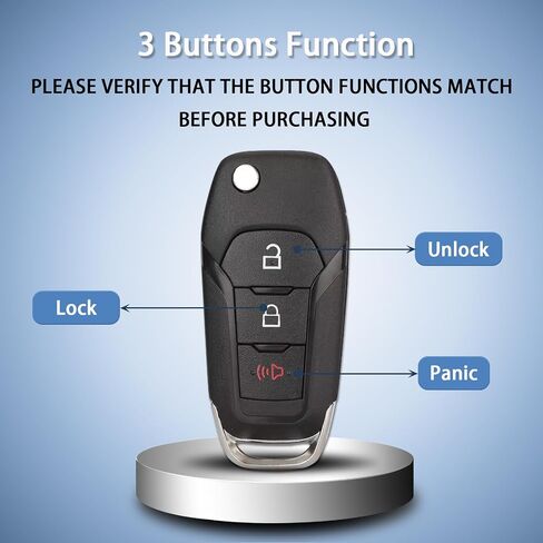 3-Button Flip Key Fob Without Remote Start Fit for 15-23 Ford N5F-A08TAA in Saudi Arabia