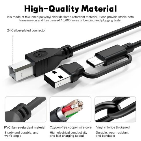 ET-2800 Printer Cable USB C/A for Epson EcoTank ET-2800, ET-2980, ET-4800, ET-2400, ET-2850, ET-8550, ET-4850, ET-3850, ET-2803, ET-15000, ET-8500, XP-5200, XP-4200 Printer for Computer, Laptop in Saudi Arabia