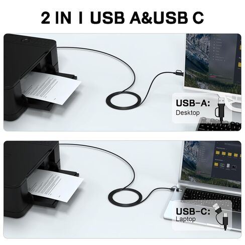 ET-2800 Printer Cable USB C/A for Epson EcoTank ET-2800, ET-2980, ET-4800, ET-2400, ET-2850, ET-8550, ET-4850, ET-3850, ET-2803, ET-15000, ET-8500, XP-5200, XP-4200 Printer for Computer, Laptop in Saudi Arabia