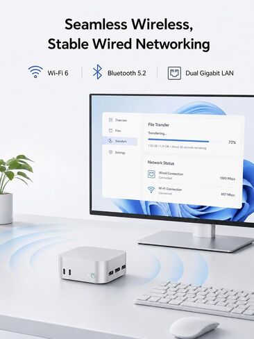 جهاز كمبيوتر صغير N100 (Turbo 3.4 جيجا هرتز)، ذاكرة وصول عشوائي LPDDR5 بسعة 12 جيجا بايت، سعة 256 جيجا بايت M.2 SSD، كمبيوتر مكتبي صغير، 4K HDMI DP/3 x USB3.2 Wi-Fi 6/BT 5.2، HTPC/Business Office Micro Pc in Kuwait