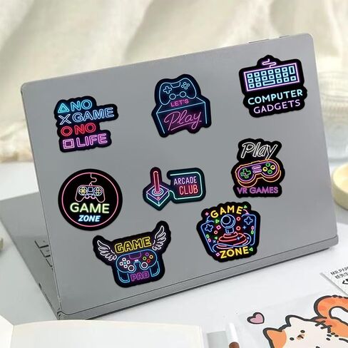 50Pcs Neon Game Stickers, Video Game Stickers, Gamer Waterproof Vinyl Decals for Laptop, Water Bottle, Skateboard, Gamer Decor, Party Favors Gifts in Saudi Arabia
