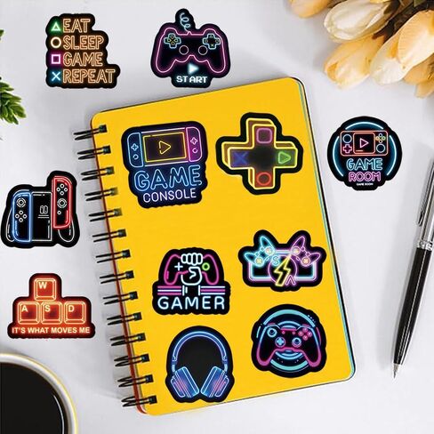 50Pcs Neon Game Stickers, Video Game Stickers, Gamer Waterproof Vinyl Decals for Laptop, Water Bottle, Skateboard, Gamer Decor, Party Favors Gifts in Saudi Arabia