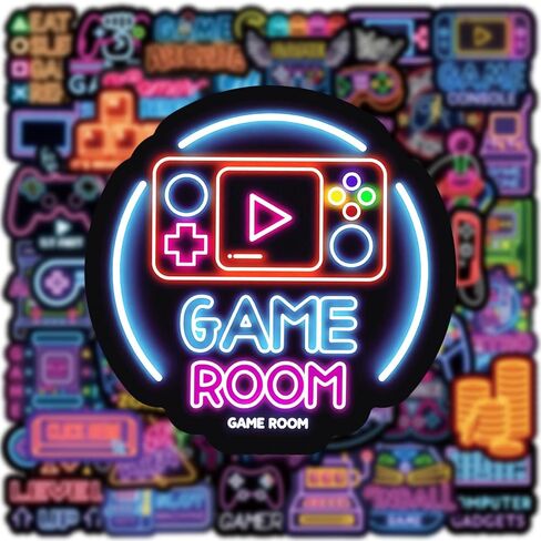 50Pcs Neon Game Stickers, Video Game Stickers, Gamer Waterproof Vinyl Decals for Laptop, Water Bottle, Skateboard, Gamer Decor, Party Favors Gifts in Saudi Arabia