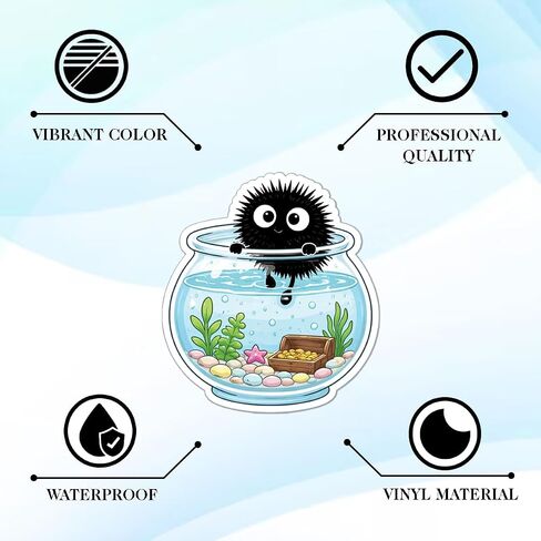 64PCS Cute Soot Sprite Stickers – Kawaii Black Dust Sprite Vinyl Waterproof Stickers for Laptop, Water Bottle, Phone, Scrapbook in Saudi Arabia