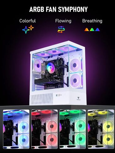 White ARGB Gaming PC Desktop Computer – Xeon E5 3.20GHz, RTX 3050 GDDR6, 16GB DDR4 RAM, 512GB SSD + 1TB HDD, Wi-Fi 6 & BT 5.4, 9X ARGB Fans, 650W PSU, Win 11, Gaming Tower for Gamers & Streaming in Saudi Arabia