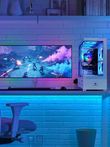 White ARGB Gaming PC Desktop Computer – Xeon E5 3.20GHz, RTX 3050 GDDR6, 16GB DDR4 RAM, 512GB SSD + 1TB HDD, Wi-Fi 6 & BT 5.4, 9X ARGB Fans, 650W PSU, Win 11, Gaming Tower for Gamers & Streaming in Saudi Arabia