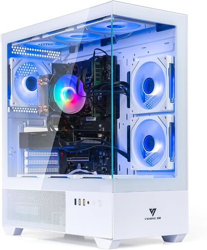 White ARGB Gaming PC Desktop Computer – Xeon E5 3.20GHz, RTX 3050 GDDR6, 16GB DDR4 RAM, 512GB SSD + 1TB HDD, Wi-Fi 6 & BT 5.4, 9X ARGB Fans, 650W PSU, Win 11, Gaming Tower for Gamers & Streaming in Saudi Arabia