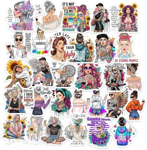 30PCS Horror Sexy Girl Stickers, Gothic Zombie Pin-Up Decal, Sexy Pinup Woman Stickers, Retro Motorcycle Girl Decal Pack for Adults, Waterproof Vintage Stickers Decals in Kuwait