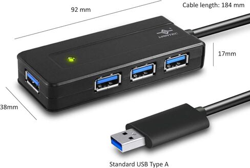 Vantec 4-Port USB 3.0 Bus-Powered Travel Hub (UGT-MH400U3),Black in Saudi Arabia
