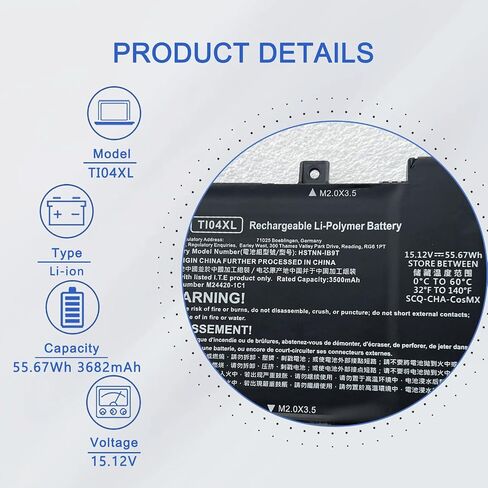 بطارية كمبيوتر محمول JOTACT TI04XL متوافقة مع HP Envy 17 Envy 17-ch Series Notebook TI04XL HSTNN-IB9T M24420-1D1 M24563-005 TI04055XL M24420-1C1 بطارية 15.12 فولت 55.67 وات في الساعة in Kuwait