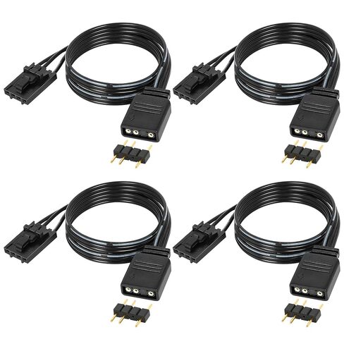 4 Pack 4 Pin to 3 Pin RGB Adapter for Corsair RGB HUB - Lighting Node CORE, Commander CORE & iCUE Commander CORE XT, Compatible with 5V Standard ARGB Devices, 11.4 inch Cable Black in Kuwait