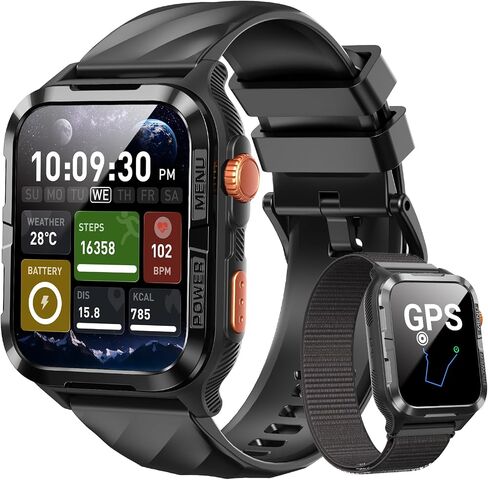 IOWODO GPS Smart Watch for Men with ChatGPT, Compass & Flashlight/2 Straps in Saudi Arabia