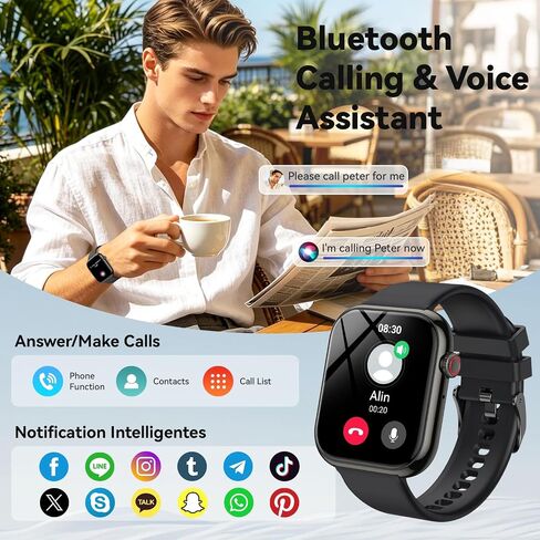 Smart Watch for Men Women Fitness: Bluetooth Call 1.85" HD Touchscreen Smartwatch IP68 Waterproof 130+ Sport Modes Running Tracker Heart Rate Sleep Monitor Pedometer Music Control for Android iPhone in Saudi Arabia