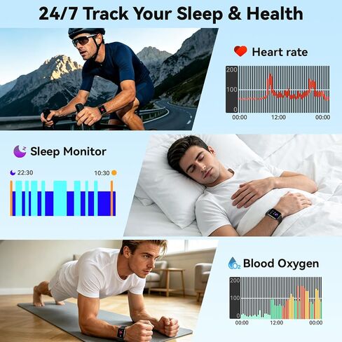 Smart Watch for Men Women Fitness: Bluetooth Call 1.85" HD Touchscreen Smartwatch IP68 Waterproof 130+ Sport Modes Running Tracker Heart Rate Sleep Monitor Pedometer Music Control for Android iPhone in Saudi Arabia