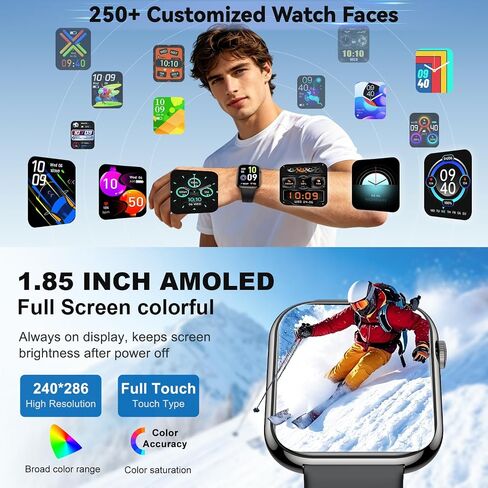 Smart Watch for Men Women Fitness: Bluetooth Call 1.85" HD Touchscreen Smartwatch IP68 Waterproof 130+ Sport Modes Running Tracker Heart Rate Sleep Monitor Pedometer Music Control for Android iPhone in Saudi Arabia