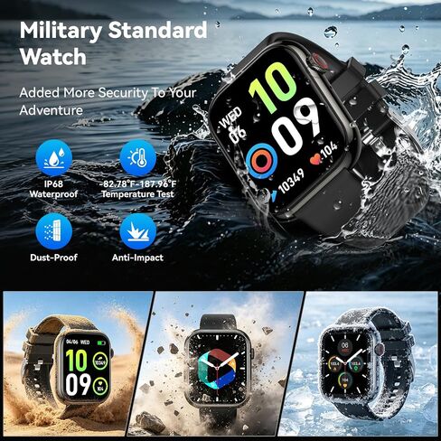 Smart Watch for Men Women Fitness: Bluetooth Call 1.85" HD Touchscreen Smartwatch IP68 Waterproof 130+ Sport Modes Running Tracker Heart Rate Sleep Monitor Pedometer Music Control for Android iPhone in Saudi Arabia