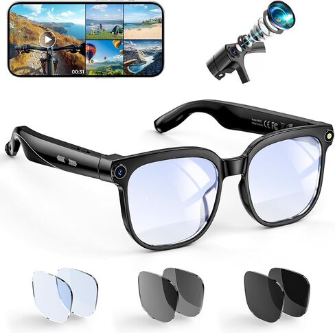 Hwagol Smart Glasses with Camera, 8MP HD Photo and Video Recording,AI Glasses with Real-Time Translation/Object Recognition/AI Voice Q&A/Recording, Calls and Music in Kuwait